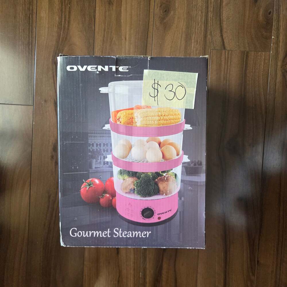 Ovente Gourmet Steamer FS53P 3-Tier Food Steamer with Rice Bowl - Pink